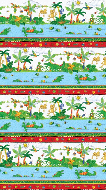 I Spy Amazon Cotton Quilt fabric by Northcott Panel Monkey Alligator Bugs Birds 