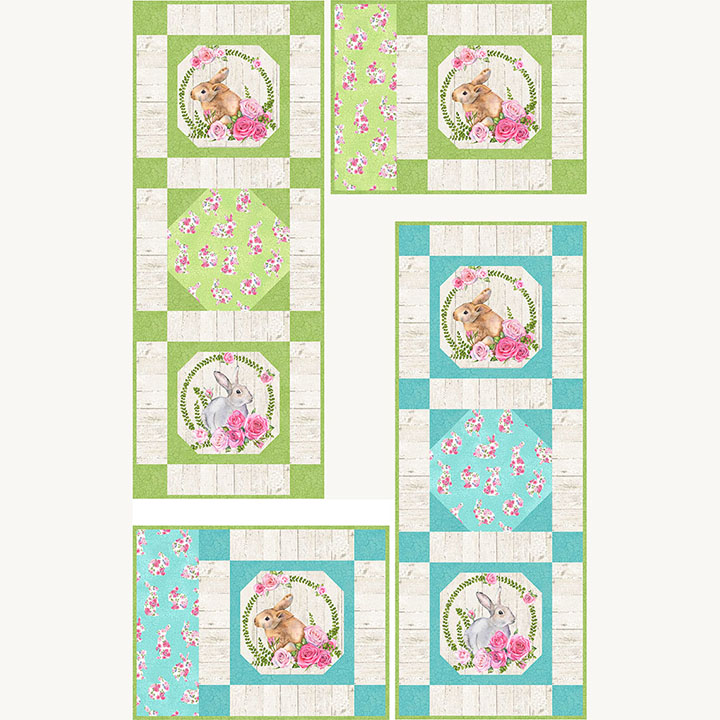 Northcott Bunny Love by Louise De Masi 22770 73 Sweet Pea Crackle Cotton 