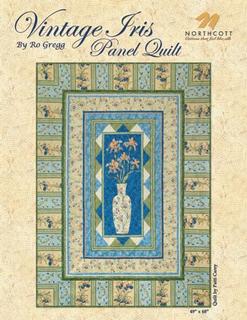 Vintage Iris Panel Quilt - Blue